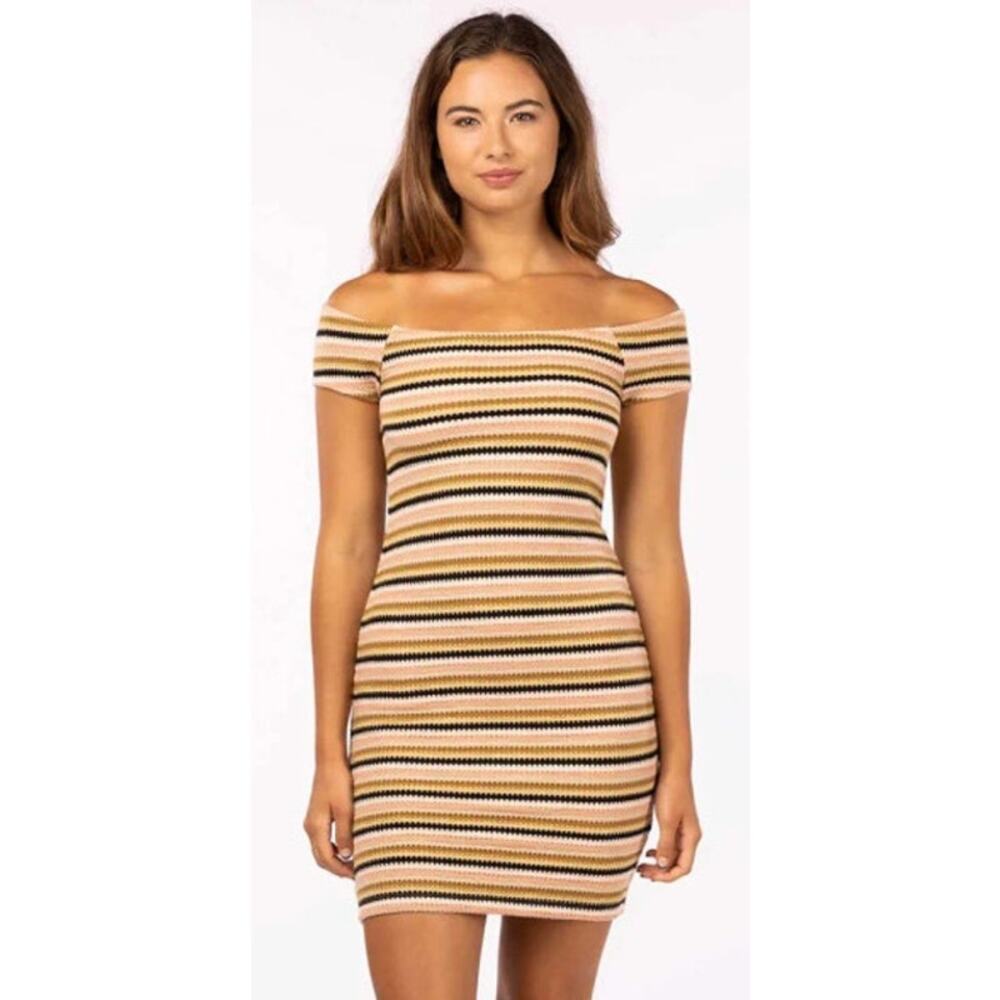 Women’s RIPCURL Sundial Off the Shoulder Stripe Knit Dress Size Extra Small NWT